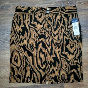 Chaps Ralph Lauren Skirt Modern Traveler Animal Print Brown & Black NEW Size 8